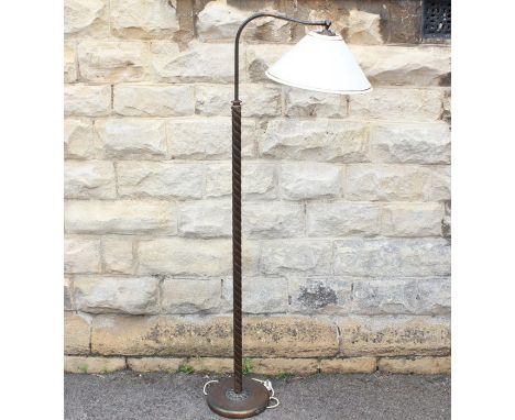 A Brass Telescopic Standard Lamp. The lamp with rope-twist support, approx 155 cms.