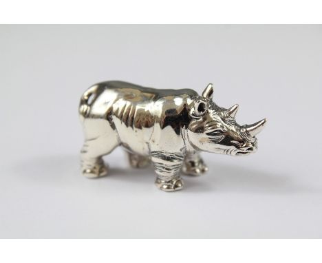 A Sterling Silver Figure of a Rhinoceros, approx 40 mm, approx 19.3 gms.