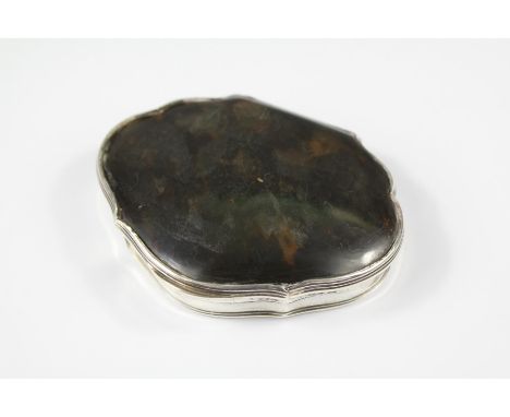 A George III Silver Tortoiseshell Snuff Box. The snuff box approx 8 x 7 cms.&nbsp;