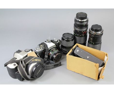 Two Minolta 35 mm SLR Cameras. The first being Minolta 505 si Super, Dynax, the other Minolta XG-1, this lot includes a Vivit