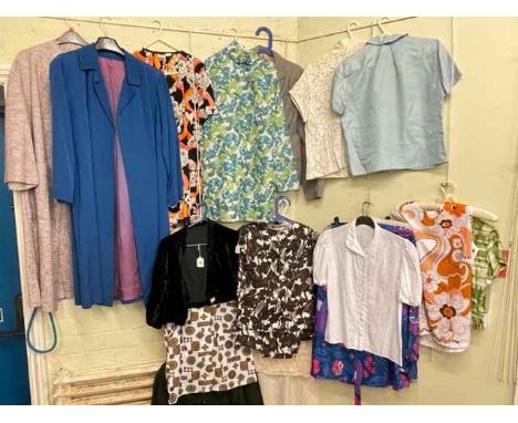Two vintage ladies coats, blouses, tops, etc.