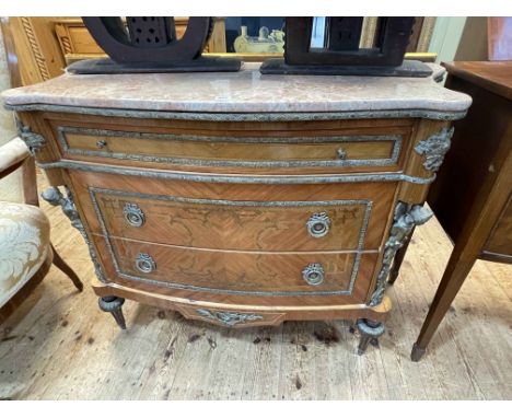Marble topped and gilt metal mounted commode, 113cm wide.