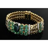 Attraktives Gelb- und Weißgold 750 Armband mit grünen Verdelith Turmalinen und Achtkant Diamant Ste