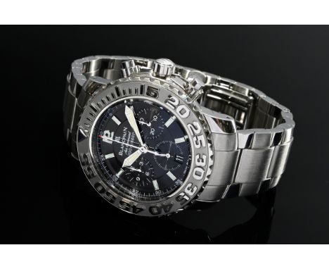 Blancpain Edelstahl "Fifty Fathoms Flyback Air Command Chronograph" Automatik  Armbanduhr, schwarzes Zifferblatt, Ref.-Nr. 22