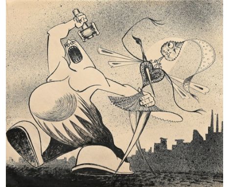 Borelli, Tulio (frühes 20.Jh.) "Liaison Propaganda plus Reclame", Tinte, u. betit., verso bez., im Passepartout montiert, BM 