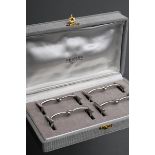 4 Versilberte Hermès Messerbänkchen "Trense" in Original Kasten, L. 5,8cm