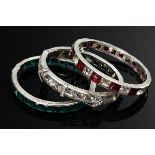 3 Ovale Vintage „Diamonbar Lady Gloria“ Armreife mit Scharnier und bunten Paste Steinen im Quarée S