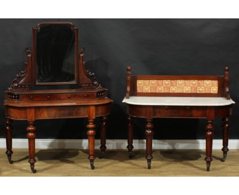 A Victorian mahogany two piece bedroom suite, comprising dressing table 158.5cm high, 118.5cm wide, 50cm deep and washstand, 