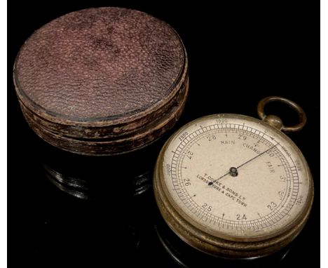 A late Victorian travelling aneroid pocket barometer, by T Cooke &amp; Sons, Ltd, London, New York &amp; Cape Town, Morocco c