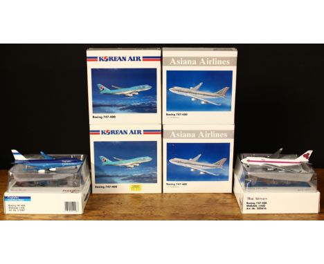 Aviation Interest - a collection of Herpa Wings 1:500 scale models, comprising two Art.-Nr.500616 Thai Airways Boeing 747-400