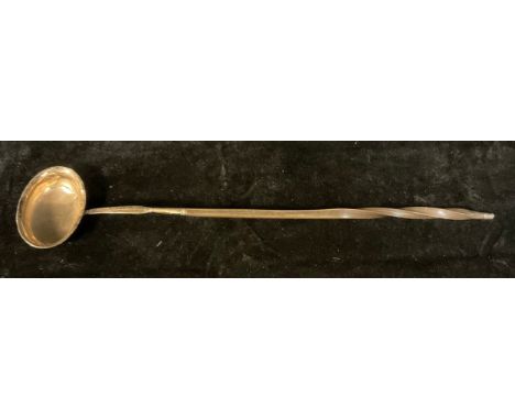 A Georgian silver toddy ladle, inscribed SWA, balleen handle, 39cm long 