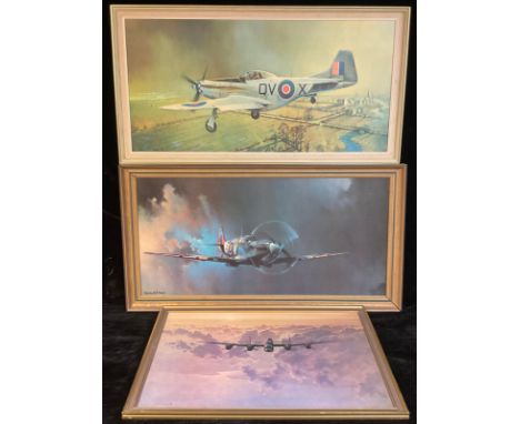 Barrie A F Clark, Spitfire, print, 49cm x 100cm; Barrie A F Clarke, Back to Base, print, 49cm x 100cm; Gerald Coulson, A Lanc
