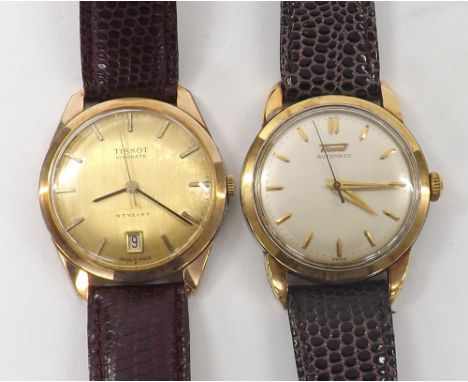 Tissot automatic gold plated and stainless steel gentleman's wristwatch, ref. 6936-1, silvered dial with baton markers, outer