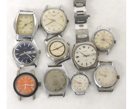 Quantity of stainless steel gentlemen's wristwatches to include Timex, Raketa, Nivada, Vinca, Newmark, Prseta, Everite (10)