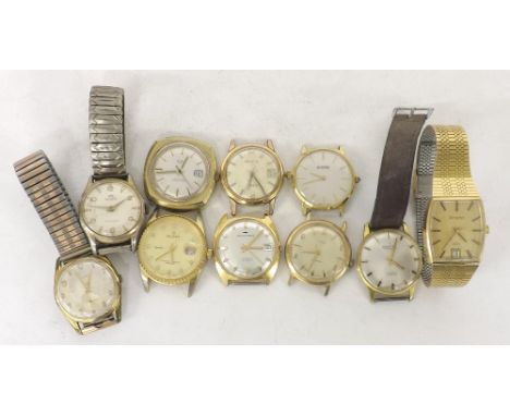 Quantity of gold plated gentlemen's wristwatches to include Bemar, Roamer, Jaquet-Droz, Timex, Accurist, Montine (10)