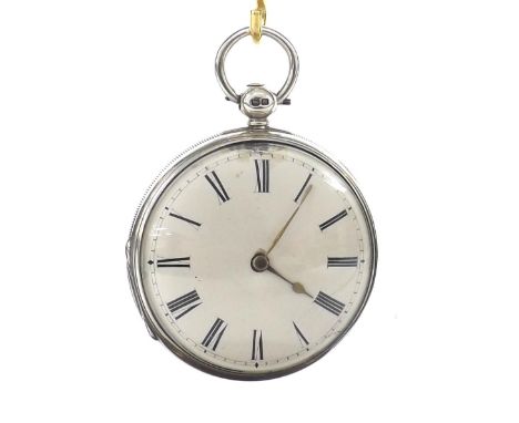 Silver fusee cylinder pocket watch, London 1848, signed Rob't Winter, London, engraved balance cock with diamond endstone, Bo
