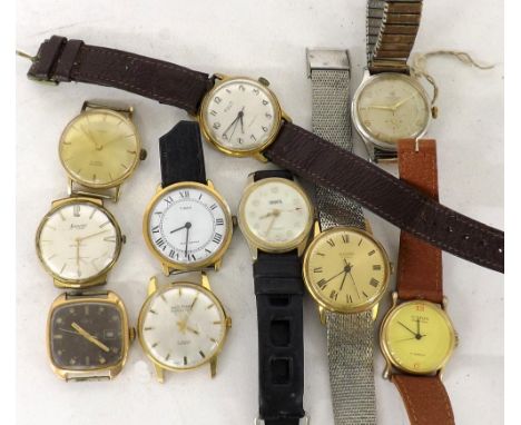 Quantity of gold plated gentlemen's wristwatches to include Ingersoll, Accurist, Citron, Sekonda, Avia, Timex, Montine, Oris 
