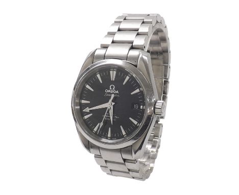 Omega Seamaster Aqua Terra Co-Axial Chronometer automatic stainless steel gentleman's bracelet watch, circa 2006, black dial 
