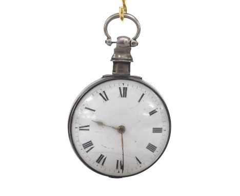 Silver fusee verge pocket watch, Birmingham 1813, signed Wm Brown 1815, with pierced balance cock, flat steel balance and Bos