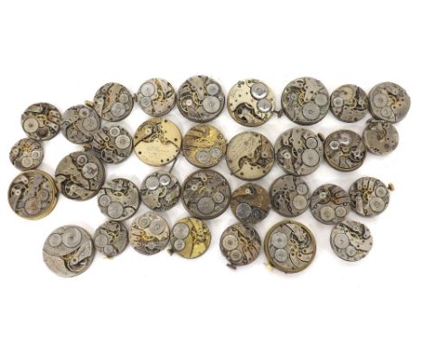 Selection of mostly signed wristwatch movements to include Buren, J.W. Benson, Elgin, Movado, DF&C, R&S, Tavannes, Prima, Tho