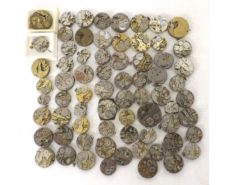 Quantity of wristwatch movements, mostly signed to include Kienzle, Helvetia, Mido, Marvin, Trebex, Vertex, Rotary, Lanco, Se