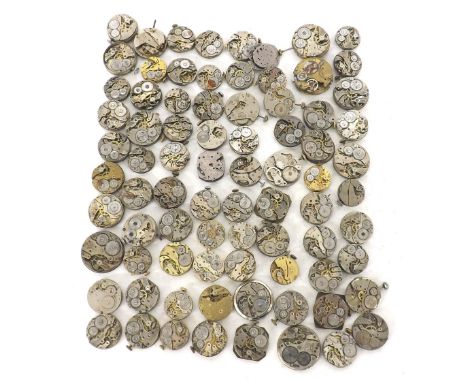 Quantity of wristwatch movements to include Lanco, Timex, Talis, Ingersoll, Minerva, Marne, Tissot, DF&C, Helvetia, Buler, Re