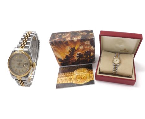Rolex Oyster Perpetual Datejust gold and stainless steel lady's bracelet watch, ref. 69173, circa 1989, serial no. L626xxx, c