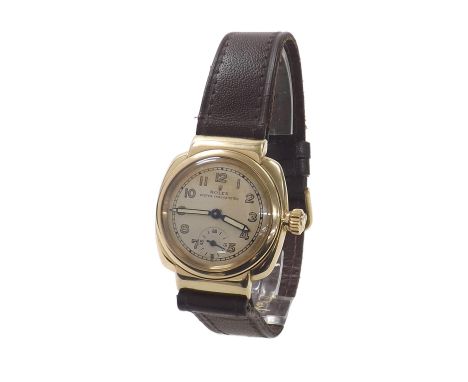 Rare Rolex Oyster Chronometer 9ct hooded cushion cased gentleman's wristwatch, ref. 3096, import hallmarks for Glasgow 1937, 