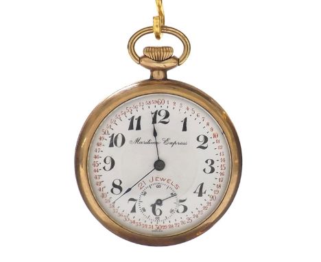 Malleray Watch Co. gold plated pocket watch, Swiss 21 jewel movement, no. 39359, the enamel dial branded Maritime Express, wi