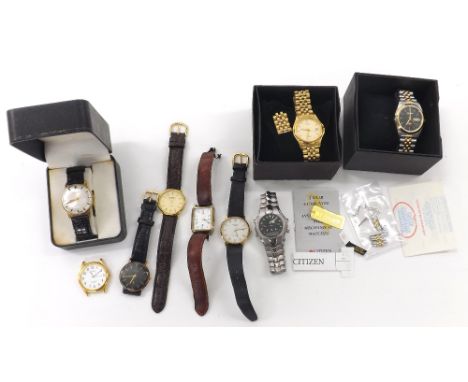 Selection of mechanical and quartz gentlemen's wristwatches to include Citizen, Montine, MBO, Mondaine, Rotary, Sekonda