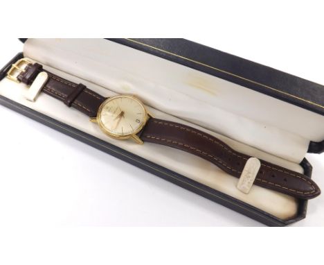 Eterna-Matic for Birks automatic gold plated and stainless steel gentleman's wristwatch, ref. 432T, silvered dial branded Bir