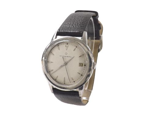 Eterna-Matic automatic stainless steel gentleman's wristwatch, case no. 4265536, silvered dial with hour and minute markers, 