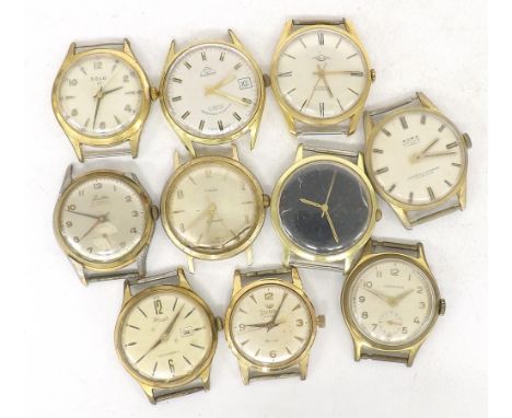 Quantity of gold plated gentlemen's wristwatches to include Solo, Roma, Junghans, Kienzle, Timex, Avia automatic, Talis, Mond
