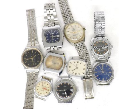 Quantity of stainless steel gentlemen's wristwatches to include Windsor De Luxe, Timex, Ruhla, Tonodor, Limit, Superoma De Lu