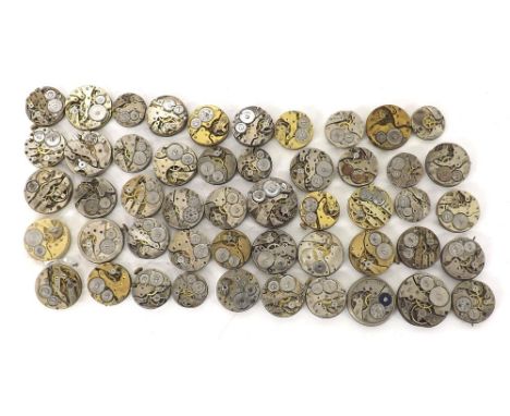 Quantity of signed wristwatch movements with enamel dials to include S&Co, Rotary, Bernex, Nirvana, Verdict, O. Maire, Tissot