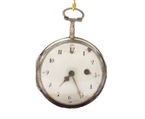 Continental early 19th century silver fusee verge pocket watch, signed N. Lind, London no. 7204, with pierced balance bridge 