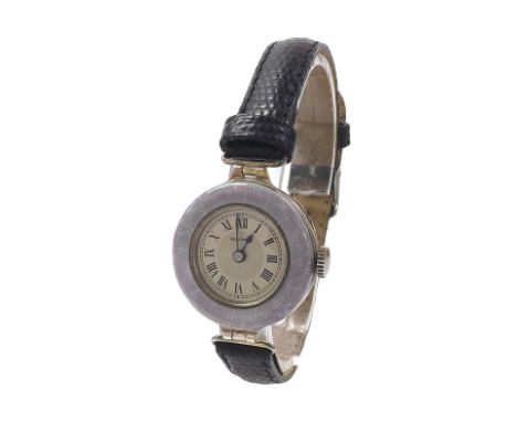 Mappin silver and enamel lady's wristwatch, Birmingham import hallmark for 1917,   signed silver dial with Roman numerals, gu
