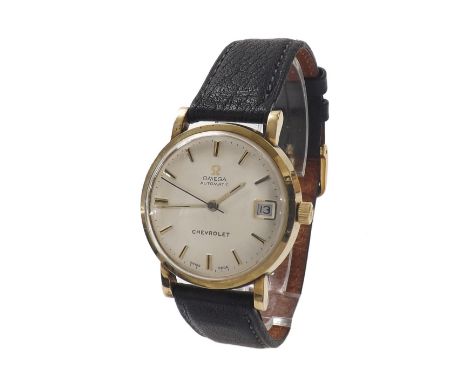 Omega 10k gold filled automatic gentleman's wristwatch, ref. KM6323, circa 1971, no. 117108, the silvered dial branded Chevro