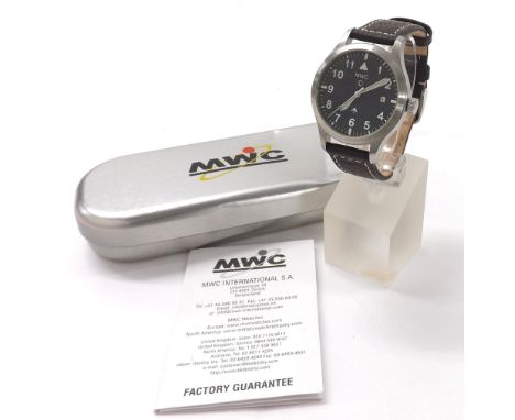 MWC MKIII Military automatic stainless steel gentleman's wristwatch, no. 166676/74, black dial with Military arrow, luminous 