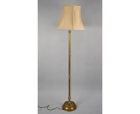 A Mid 20th Century Brass Standard Lamp with Shade 