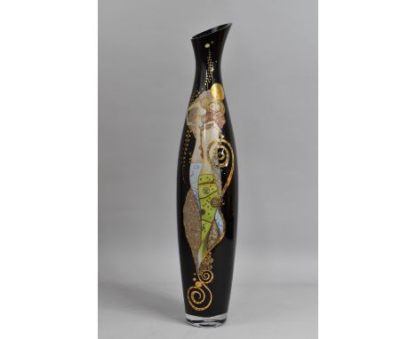 A Tall Goebel Glass Vase of Slender Form, Sea Serpents I, 60cm high, with Box 