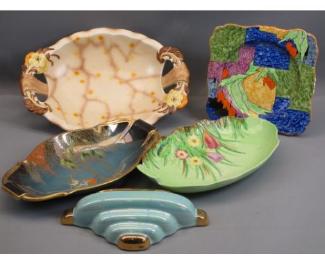 ART DECO CHINA ASSORTMENT to include Grimwade, Falcon ware twin-handled dish, 34cms L, Carltonware including 'Bleu Royale' di