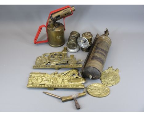 VINTAGE &amp; LATER BRASSWARE to include two Premier lamps by the Premier Lamp &amp; Engineering Company Ltd, steam rally pla