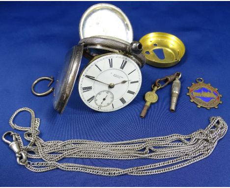 CHESTER SILVER CASED GENT'S POCKET WATCH BY J BOLLOTEN, BANGOR AND CONWY - the movement key wind, signed and numbered 59284, 