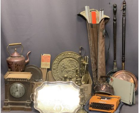 COPPER, BRASSWARE, EPNS - a very large quantity. Also, polished bracket clock for restoration and an Esselte Lisa 30 vintage 