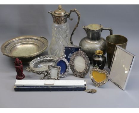 MIXED EPNS, OTHER METALWARE &amp; COLLECTABLES GROUP to include silver plated portrait frames (4), Cloisonne vase, vintage br