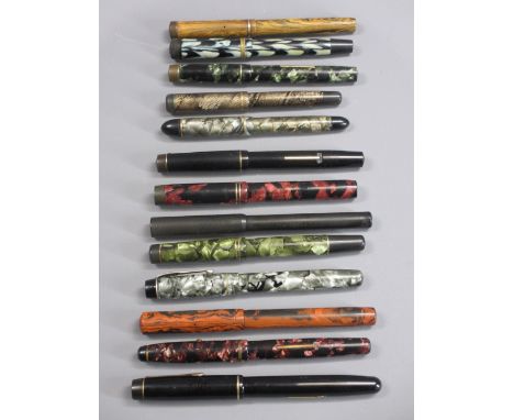 FOUNTAIN PENS (13) - Vintage, all but one with 14ct gold nibs