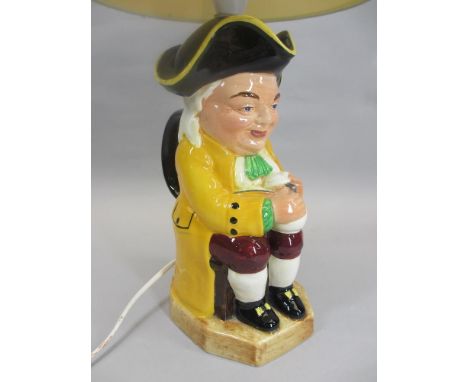 STAFFORDSHIRE POTTERY SEATED 'JOLLY DRINKER' TOBY JUG converted into table lamp