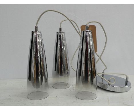 CEILING PENDANT LIGHT, contemporary design, three branch, 105cm Drop. 