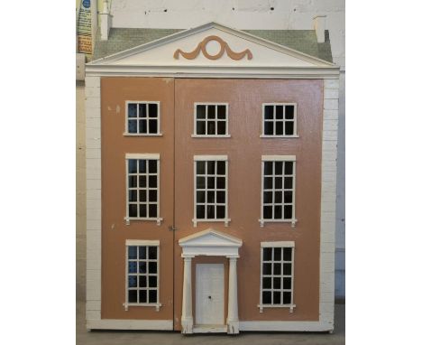 DOLLS HOUSE, 88cm H x 66cm W x 33cm D, painted with print tiled roof and two doors including furniture etc. 
